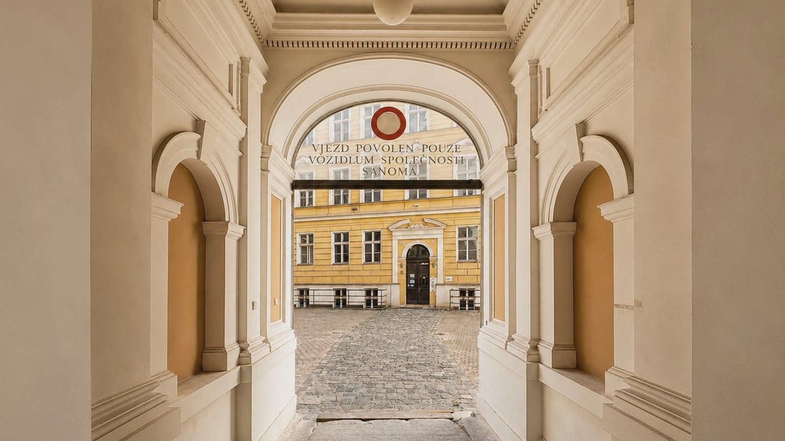 The historic building and courtyard of the RyeBase office house at Žitná 18 in central Prague